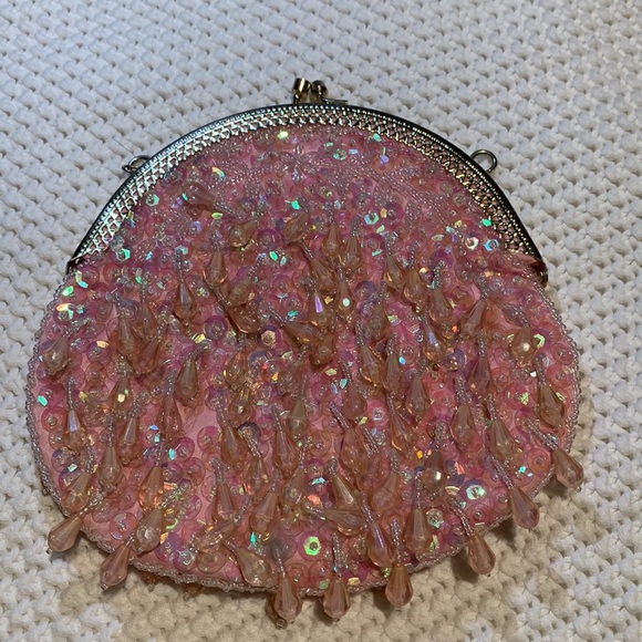 Pink Teardrop Beaded & Sequince Evening Bag - Picture 9 of 13